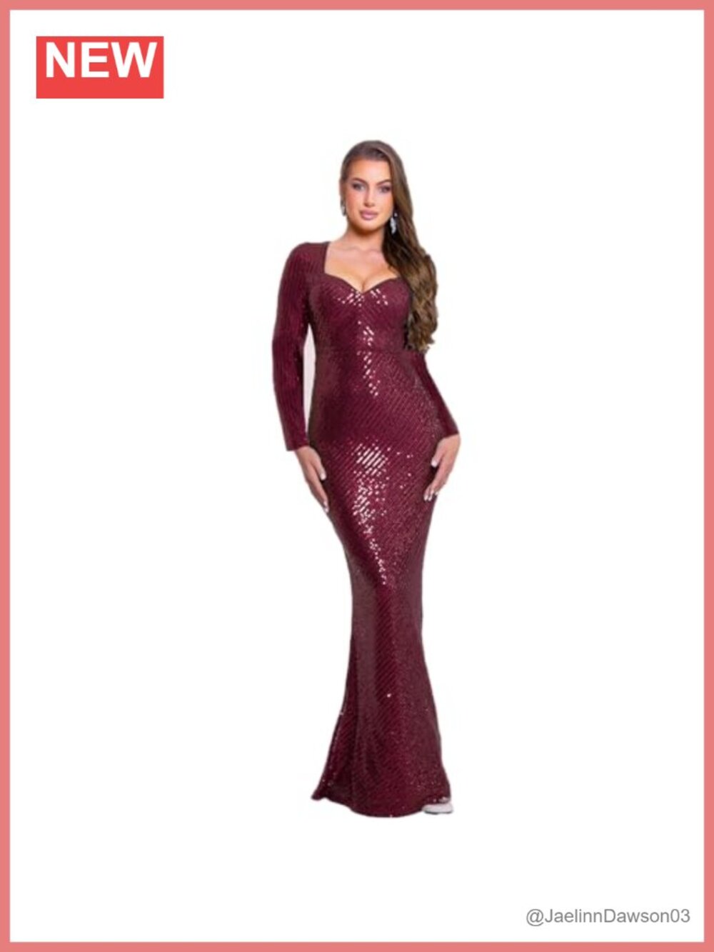 Sequin Bodycon Formal Dress Long Sleeve Sweetheart Evening Gown